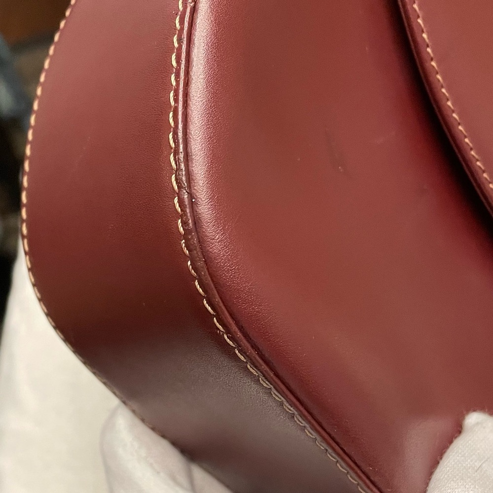 Cartier Authentic Vintage Deep Red Leather Shoulder Bag w/ Adjustable Strap - Picture 17 of 17